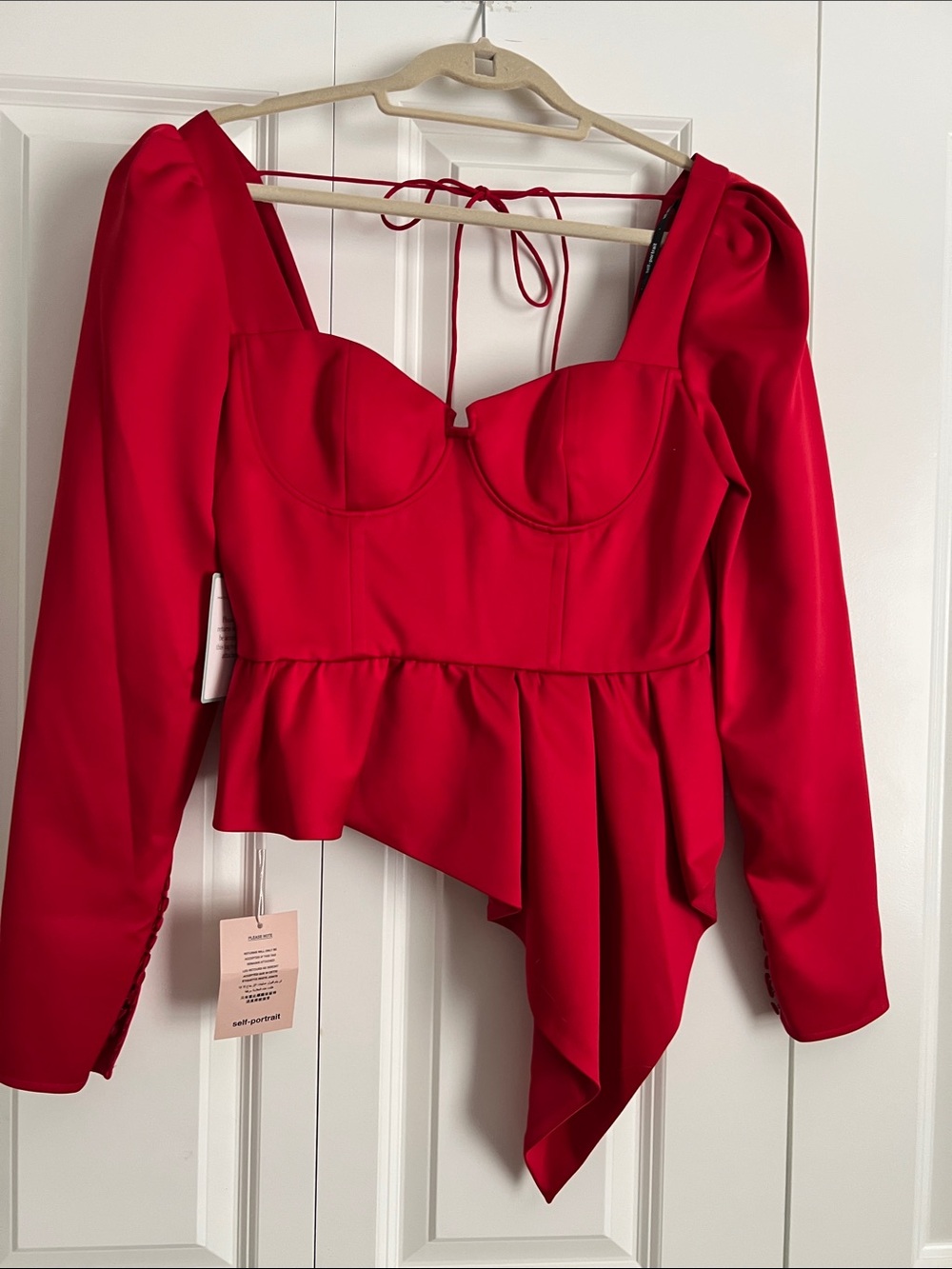 NWT Self Portrait  Peplum Long-Sleeve Top size 8
